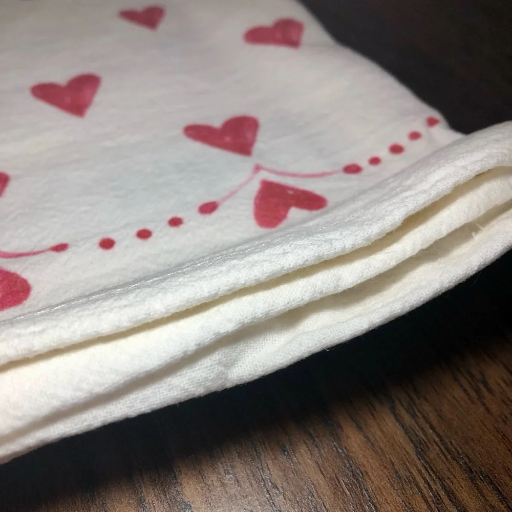 Pottery Barn Painted Hearts Tea Towels - Set of 2